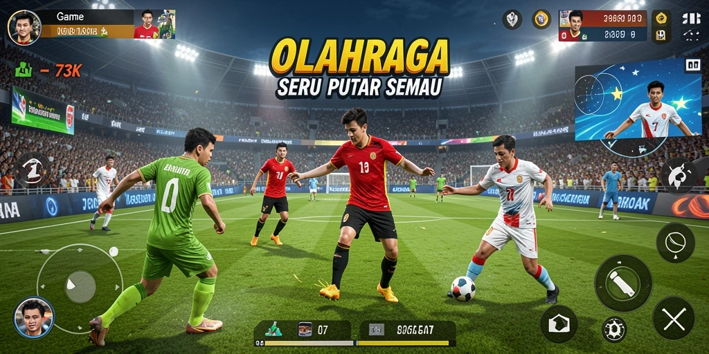 Gameplay 73K yang seru dan penuh aksi olahraga.