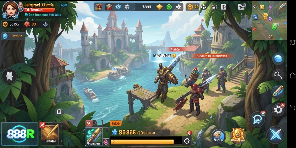 Tampilan gameplay 888R yang menakjubkan dalam dunia terbuka.