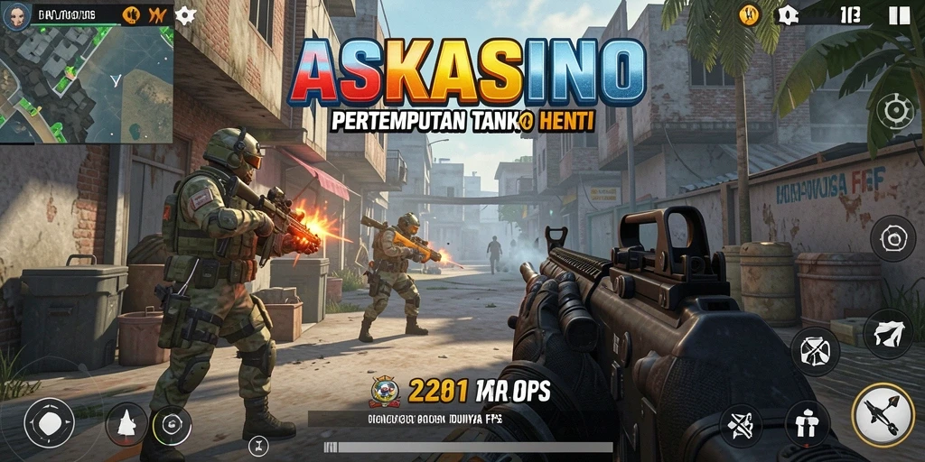 Tangkapan layar aksi mendebarkan dari gameplay FPS ASKASINO.