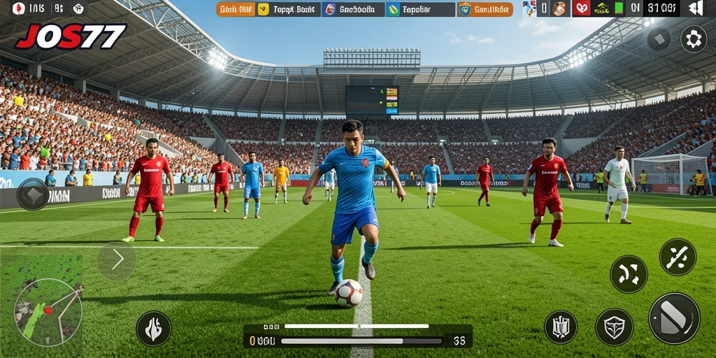Tampilan permainan seru dalam JOS77 dengan aksi sepak bola yang mendebarkan.