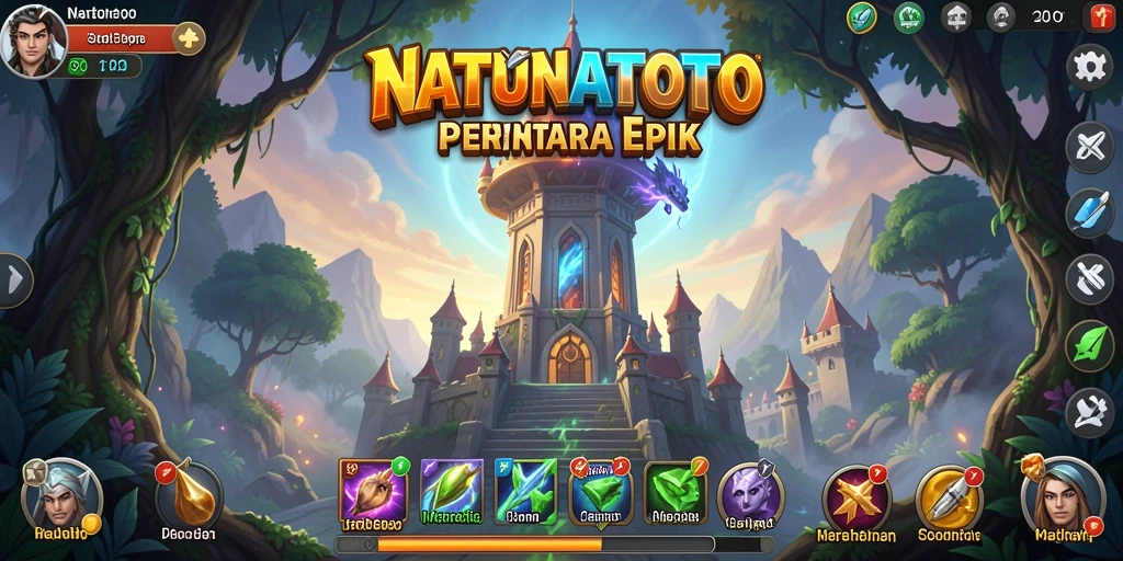 Tangkapan layar gameplay NATUNATOTO menampilkan strategi pertahanan menara yang memikat.
