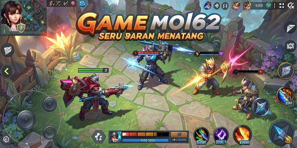 Screenshot utama <strong>REMI62</strong> menampilkan aksi intens dalam gameplay MOBA.