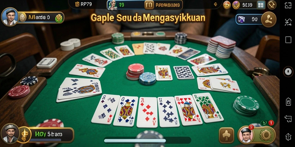 Screenshot RP79 menunjukkan suasana seru bermain Gaple dengan teman.