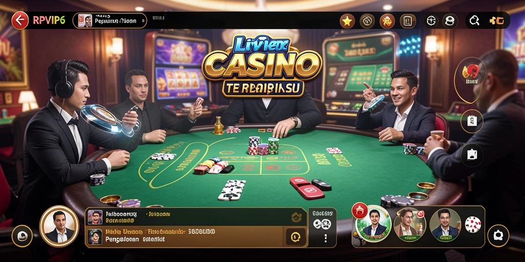 Tampilan gameplay RPVIP6 dengan dealer langsung di meja Live Casino.